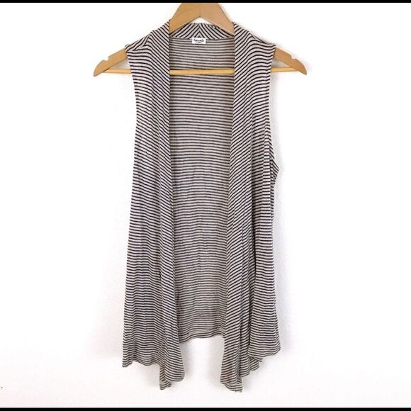 Splendid Striped Sleeveless Duster Cardigan Vest - Picture 1 of 4